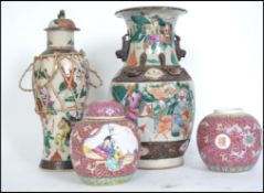 A collection of Chinese ceramics to include a large famille rose vase, a famille rose vase with