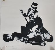 Sharleen Hunt; a black and white stencil on paper