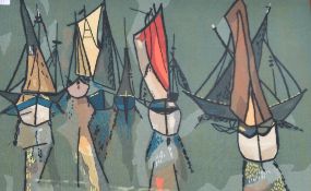 A vintage mid century needlepoint framed and glaze