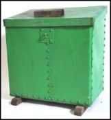 A mid century Industrial green corrugated metal gr