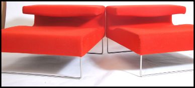 A pair of modernist Moroso low lounge club chairs
