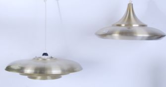 A matched pair of gilded polished metal ceiling li