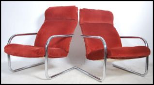 A pair of retro 20th century chrome tubular framed