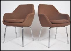 A pair of retro 1970's chrome side chairs in the m