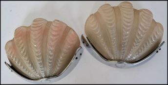 A pair of 1930's Art Deco shell wall lights having