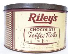 ADVERTISING; Original vintage 1lb Tin for Riley's