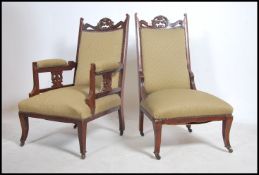 A Victorian mahogany ladies and gentleman's pair o