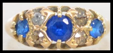 A Victorian 18ct gold sapphire and diamond ring, T