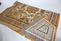 A fantastic Indian silk bedspread depicting tradit