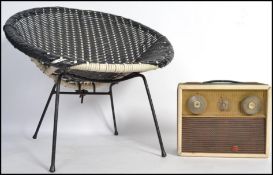 A vintage retro 20th century wire weave basket cha