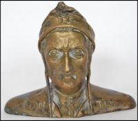 An early 20th century cast brass bust study of Dan