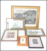 A good collection of lithograph prints being frame