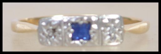 A 9ct gold sapphire and diamond ring in the Art De