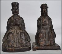 A pair of large Chinese hollow cast bronze spelter