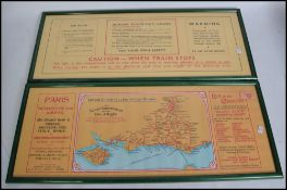 A pair of framed and glazed advertising railway ma