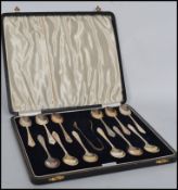 A cased set of Arthur Price & Co Ltd hallmarked silver tableware comprising of twelve tea spoons and