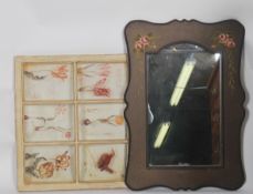 A Victorian style mirror with a shaped frame and rose decoration together with a Victorian style