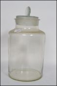 A good early 20th century Italian glass sweet / confectionary jar of cylindrical form having lid