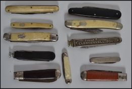 A collection of vintage pen knives to include bone handled, mother of pearl, ebony, Chatwin etc.
