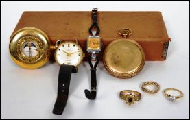 A collection of vintage pocket watches and jewellery to include a Russel and Son, London watch co, a