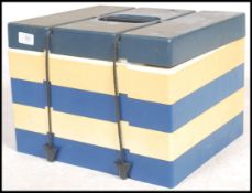 A retro camping 1970's ' pac a pic ' stacking picnic box in unusual blue and white colourway.