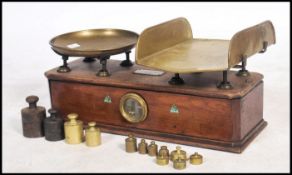 A good 19th century large set of Italian Industrial shop pharmacy scales with brass pans and