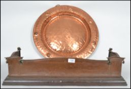 A Victorian copper Arts & Crafts bedroom fire kerb fender of small form with terraced base