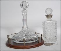 A vintage 20th century cut glass ships decanter to