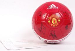 An original Manchester United 2016/17 squad official signed football. Each autograph in black