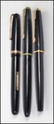 A collection of 3 fountain pens to include a Waterman's 513 NM lever fill, Parker 585.Both with