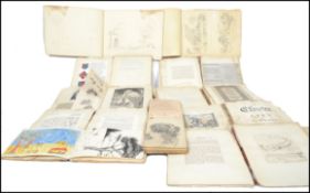 A quantity of 19th century Victorian antiques scrap books & sketch books of various scenes to