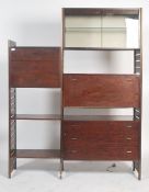 A 1970's / 1980's retro Ladderax type modular wall system comprising upright wooden racks with metal