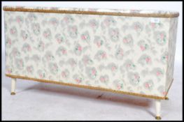 A vintage retro 20th century Ottoman blanket box, lift up lid / seat  with vinyl chintzy cover,