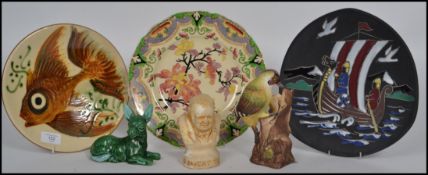 A collection of ceramics to include an early 20th century cabinet plate by Royal Doulton, A