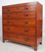A 19th century Victorian oak straight bank chest of drawers consisting of 5 long straight drawers