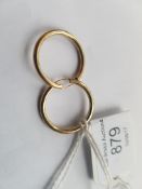 A pair of 9ct gold hoop earrings. Marked 375 Italy. Weight 0.8g . Measures approx 2cms.