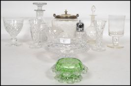 A collection of vintage glass wares to include decanters, Ice bucket etc please see images.