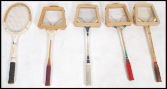 A superb collection of vintage squash / tennis rackets to include a spalding racket and others 4
