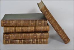 FAMILIAR WILD FLOWERS by Hulme.1877-85. Set of five. Half leather bound, Marbled boards, gilt edge