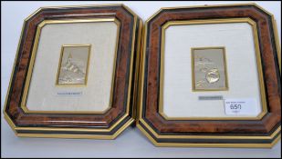 A pair of silver 925 Italian plaques of Rossini - Marina & Rossini -Paesaggio by artist Paolo