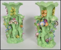 A pair of stunning 19th century Victorian ( possibly Derby ) spill vases having applied and