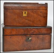 Two 19th century Walnut writing slopes, both with