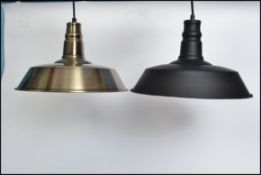 2 retro / vintage industrial style factory pendant of enamel metal in the UFO style. one with