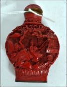 A ;20th century Chinese Cinnabar carved style scen