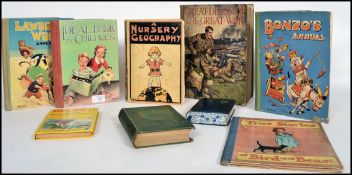 A collection of vintage children's books dating from the first half of the 20th century to include