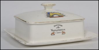 1924 British Empire Exhibition at Wembley. Lidded souvenir cheese dish with the famous Lion logo.