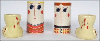 A pair of mid 20th century 1960s pop art design salt and pepper condiment shakers by Carlton ware