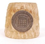 Portland stone tobacco jar made from the Houses of Parliament's bomb damaged walls during its
