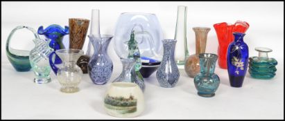 A collection of retro 20th century studio glass to include examples by Wedgwood, Mdina etc. Please