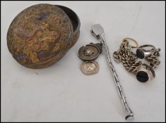 A collection of silver jewellery costume jewellery to include a ladies Atlanta wrist watch, gents